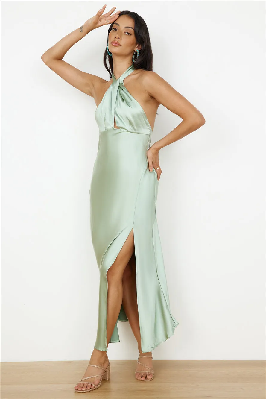 In My Feelings Satin Maxi Dress Sage sold by Fortunate One product image thumbnail 2