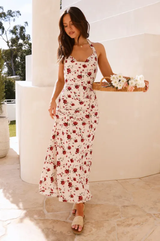 Romanticise Halter Maxi Dress Pink sold by Fortunate One