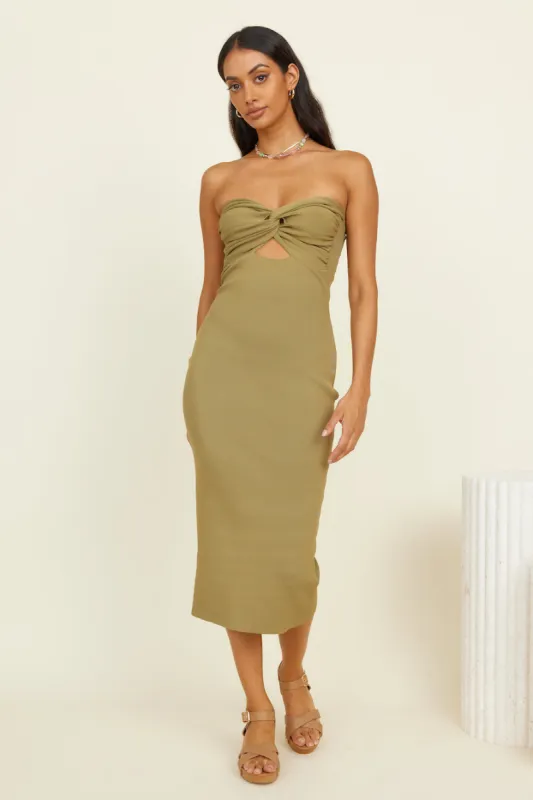 SNDYS Maia Midi Dress Khaki sold by Fortunate One