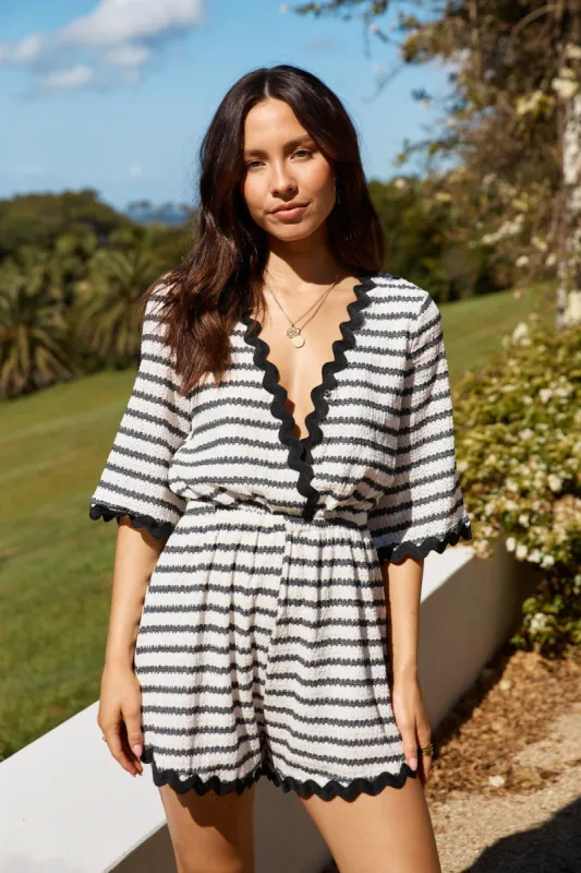 Reset and Recharge Romper Black sold by Fortunate One