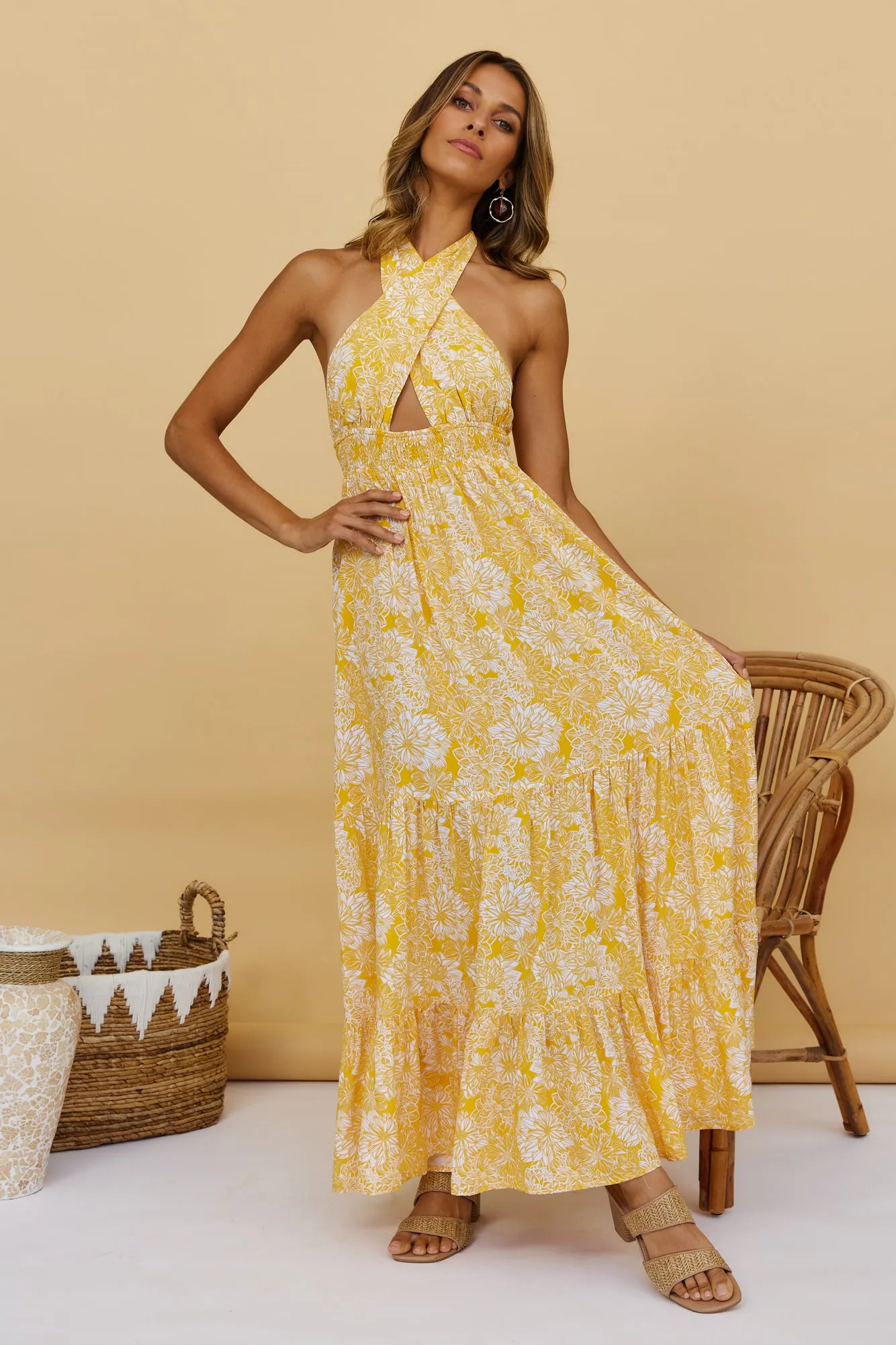 Heart Beating Maxi Dress Yellow sold by Fortunate One