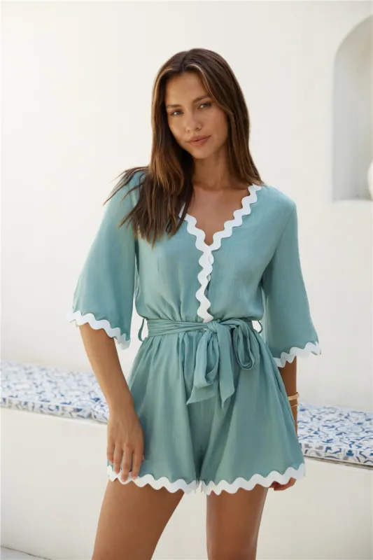 Midday Mood Romper Green sold by Fortunate One