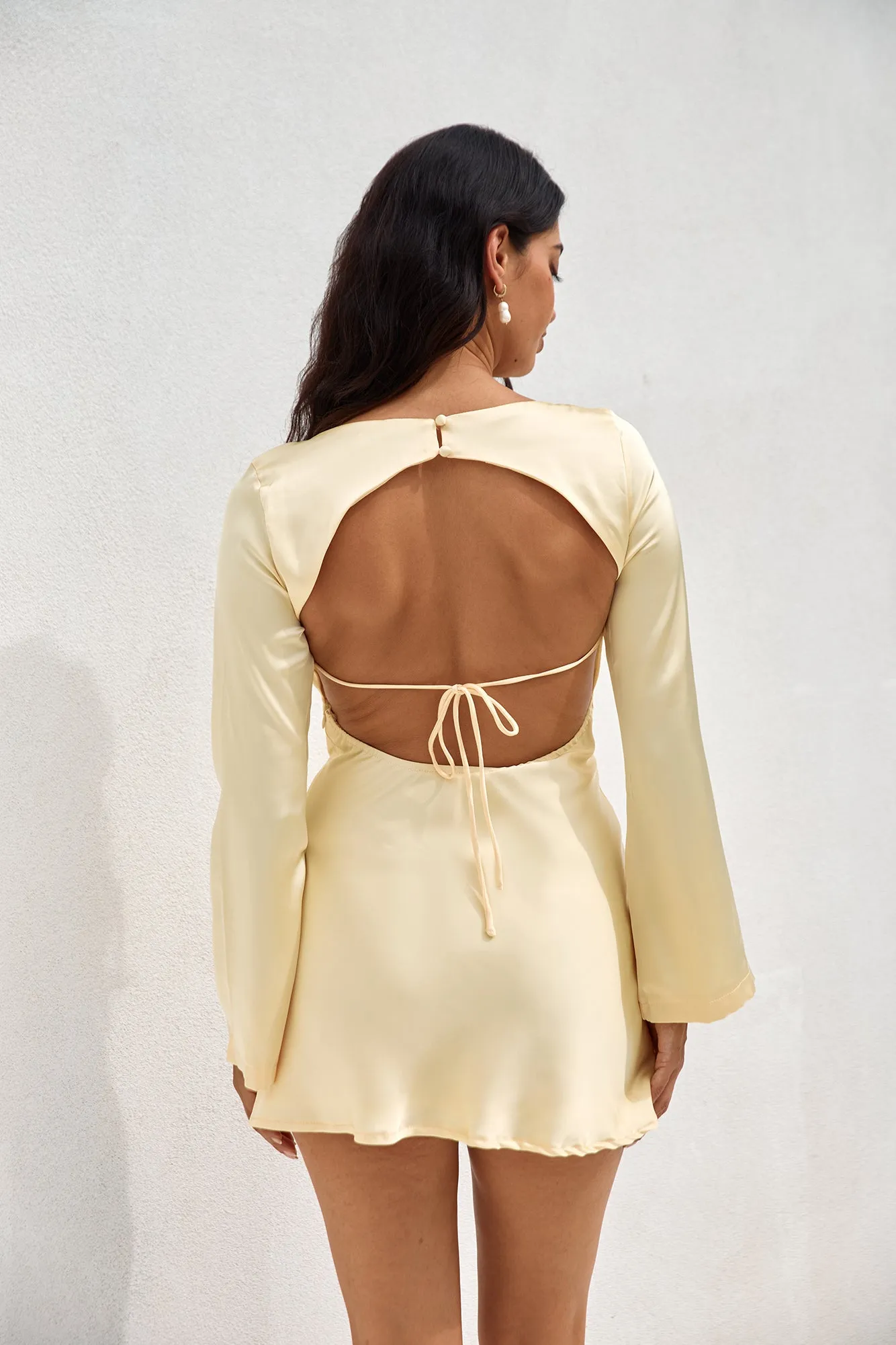 Elegant Evenings Satin Mini Dress Yellow sold by Fortunate One product image thumbnail 2