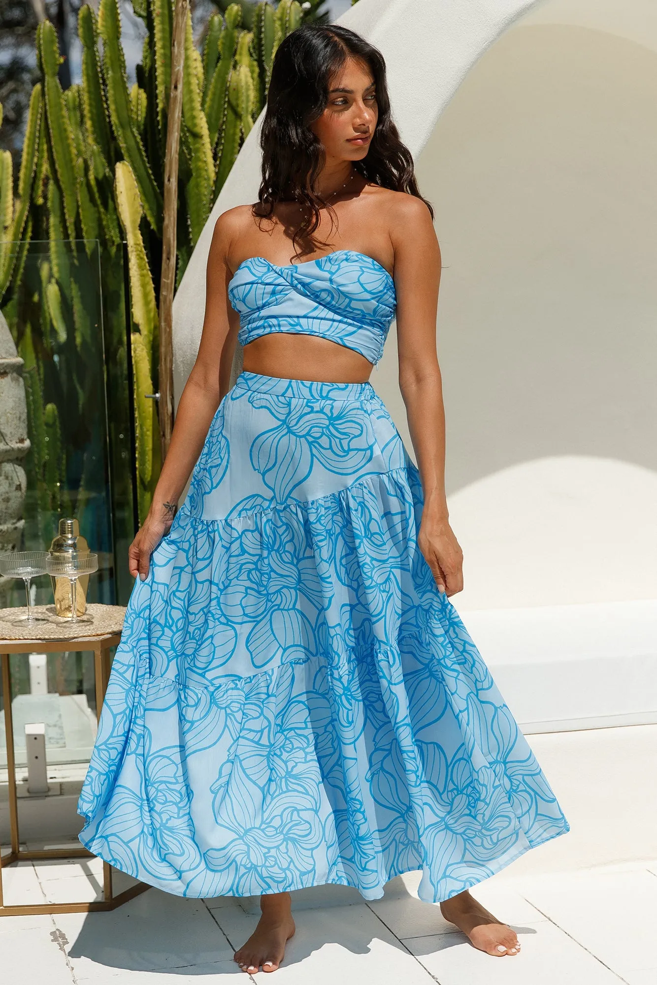 Horizon Waves Maxi Skirt Blue sold by Fortunate One product image thumbnail 4
