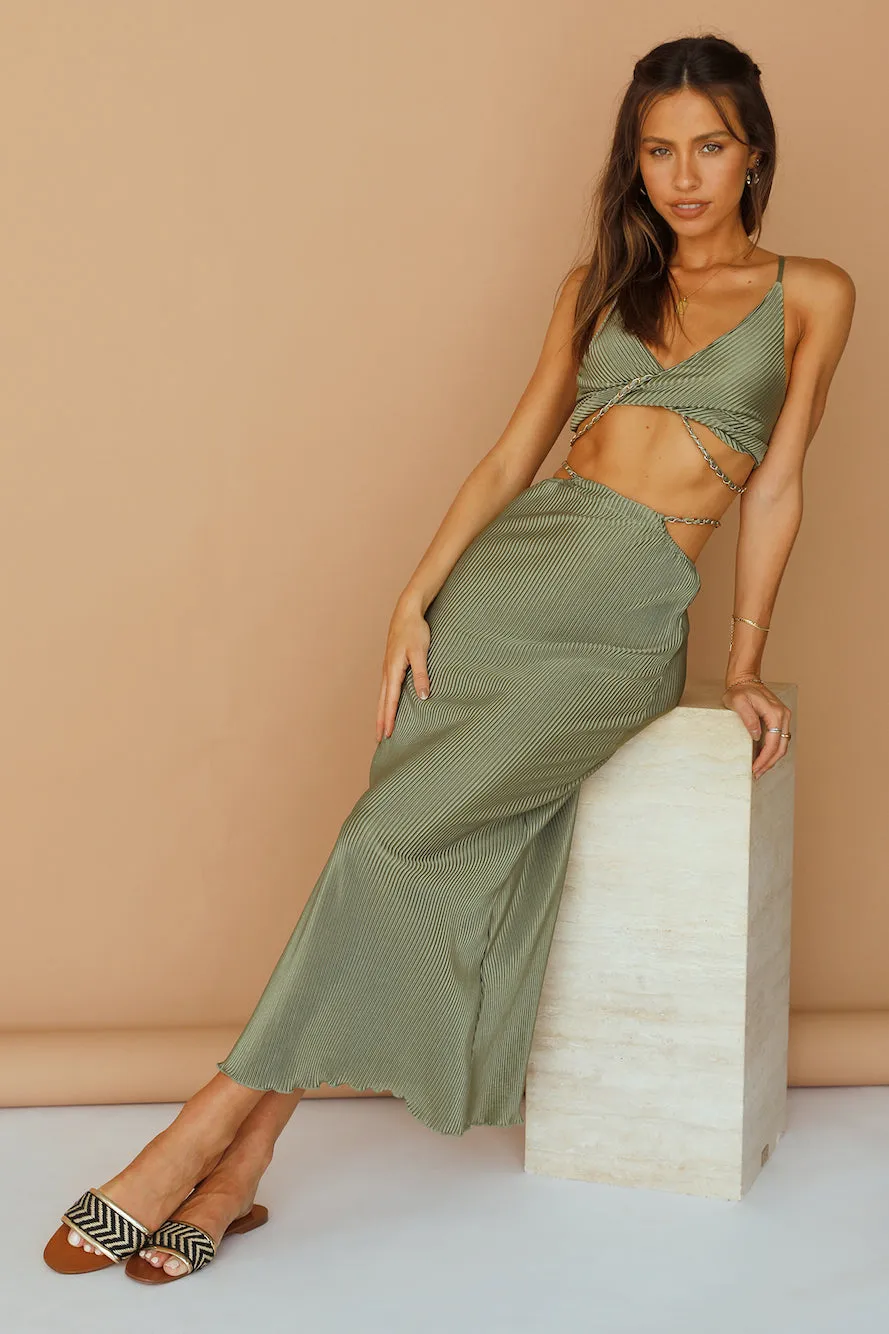 Tropical Nights Maxi Skirt Olive sold by Fortunate One