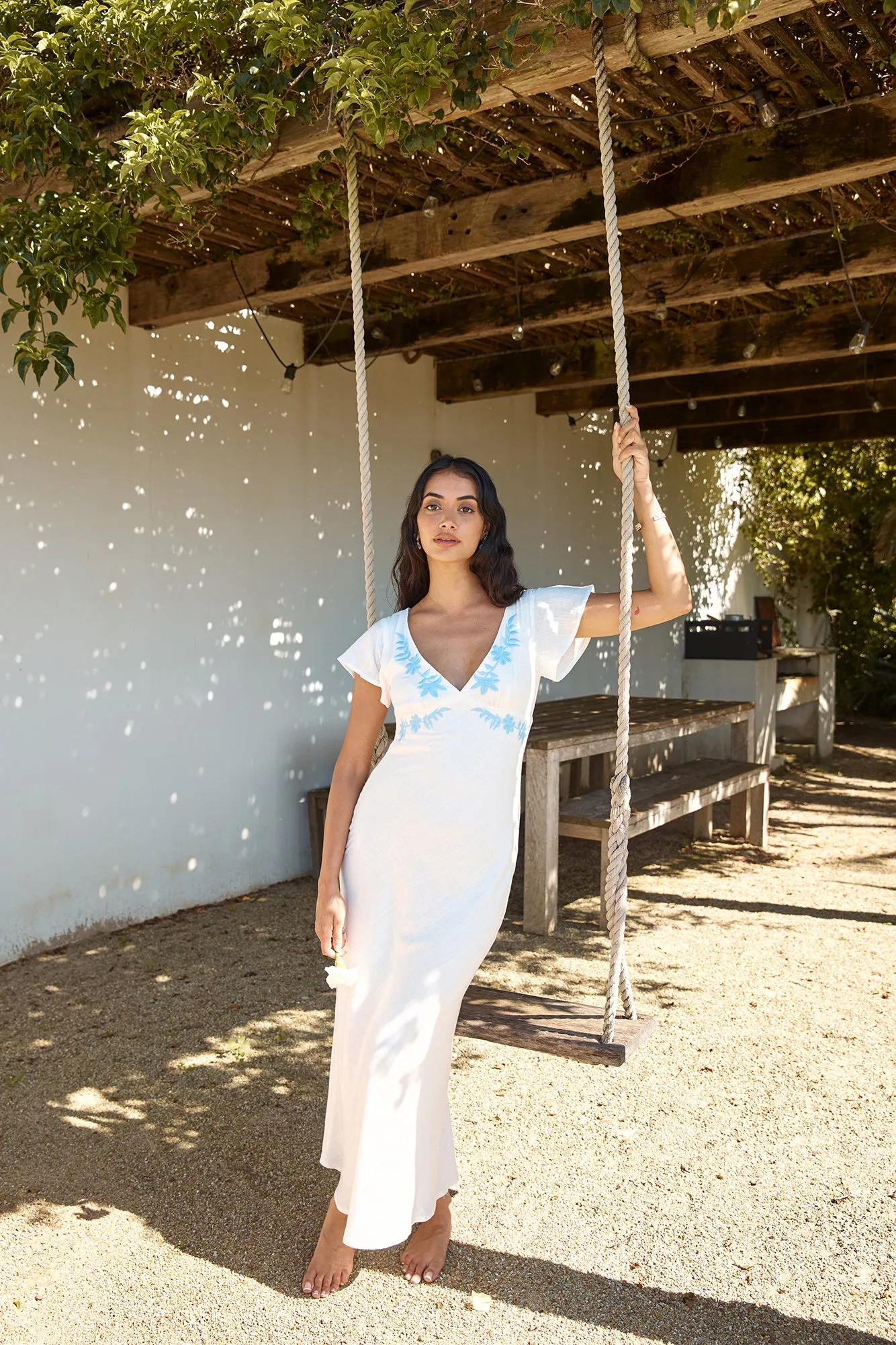 Sweetest Dreams Linen Maxi Dress White sold by Fortunate One product image thumbnail 4