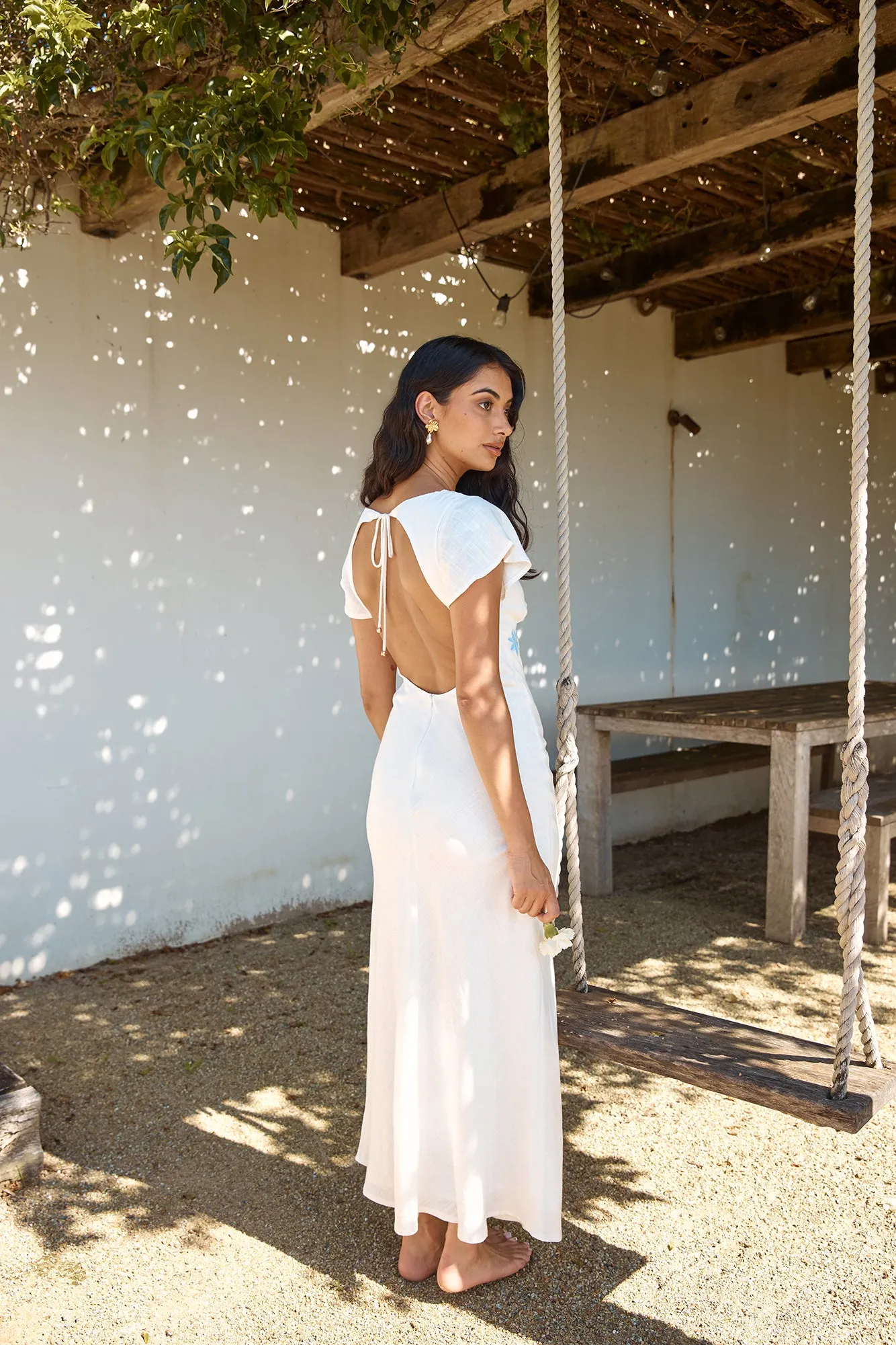 Sweetest Dreams Linen Maxi Dress White sold by Fortunate One product image thumbnail 2