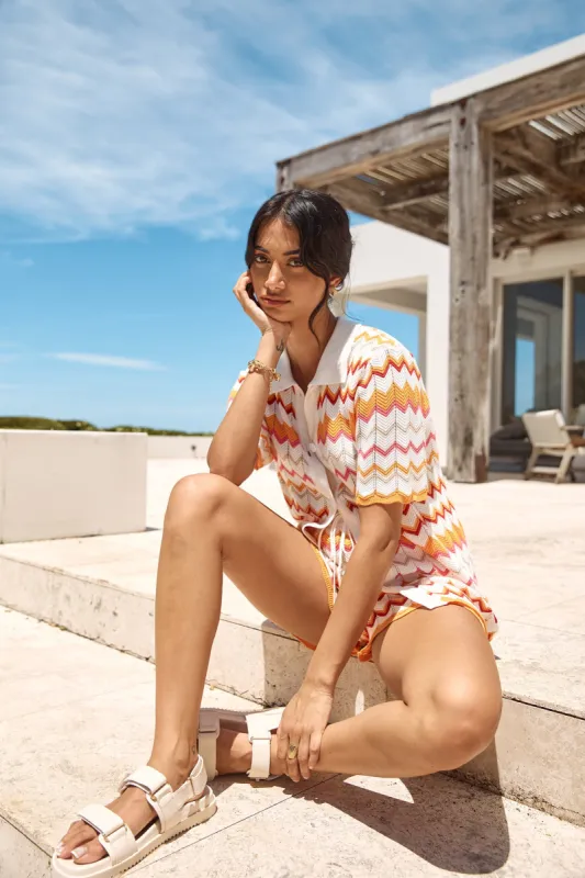 RUNAWAY THE LABEL Albie Top Orange Multi sold by Fortunate One
