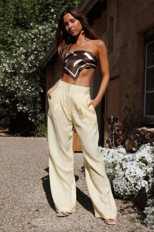 Sunny Memories Linen Pants Yellow sold by Fortunate One