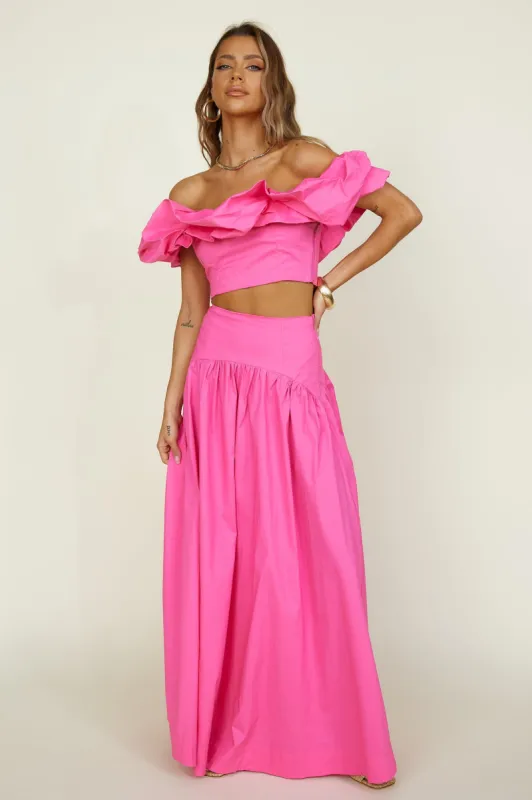 SEVEN WONDERS Savannah Maxi Skirt Fuchsia sold by Fortunate One