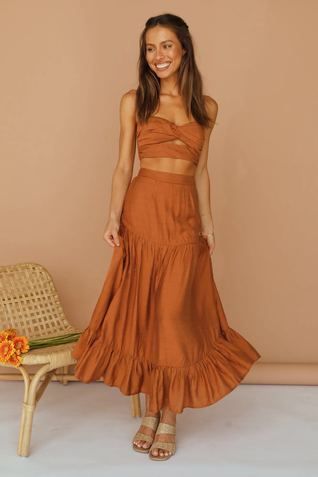 Roux Maxi Skirt Tan sold by Fortunate One product image thumbnail 4