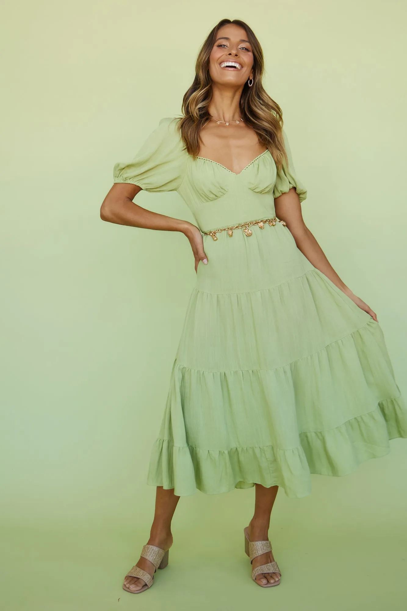Gable End Maxi Dress Green sold by Fortunate One product image thumbnail 4