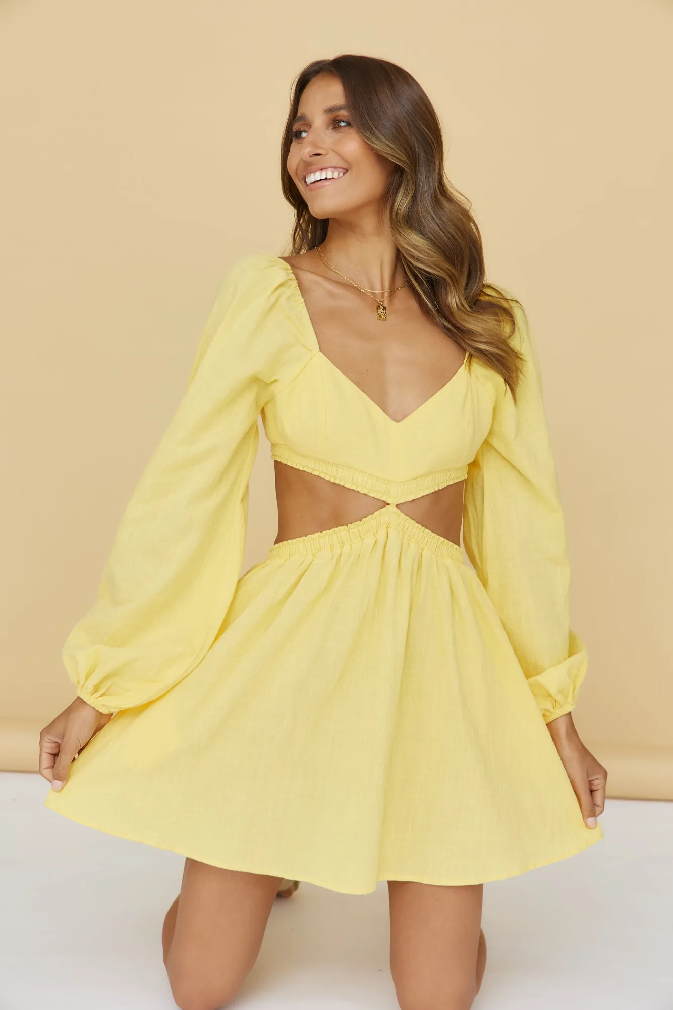 SEVEN WONDERS Tinsley Mini Dress Yellow sold by Fortunate One