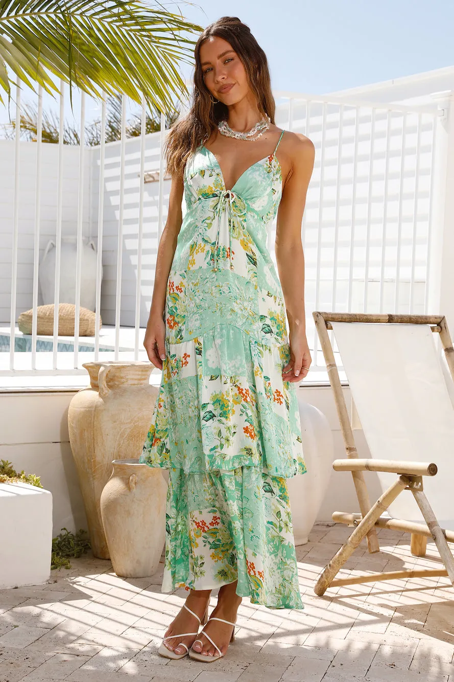 Flower Garden Maxi Dress Green sold by Fortunate One