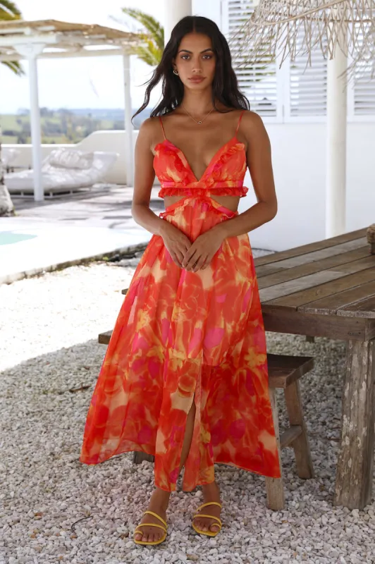 Sweet Music Maxi Dress Orange sold by Fortunate One