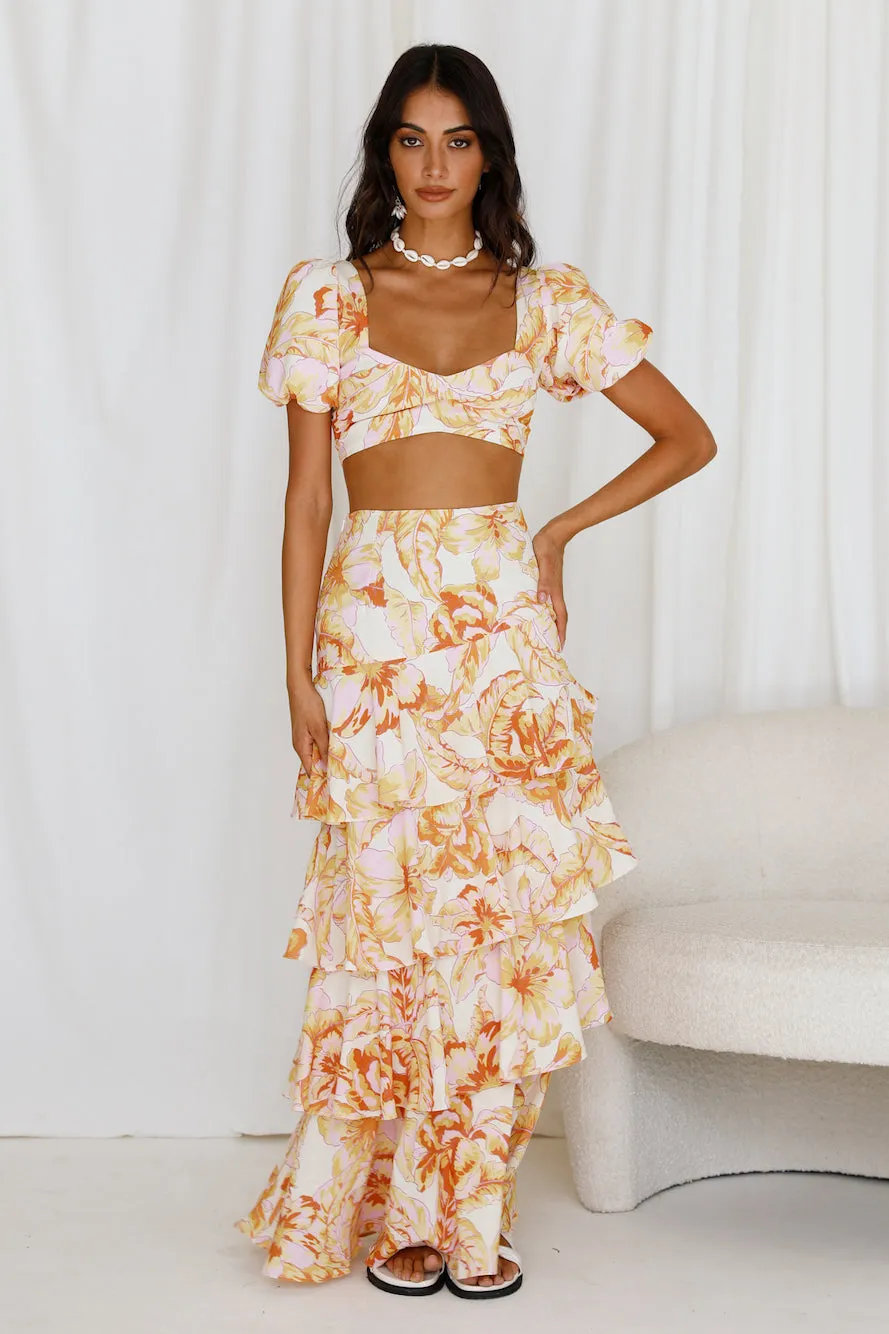 SEVEN WONDERS Tropicana Maxi Skirt Citrus Floral sold by Fortunate One