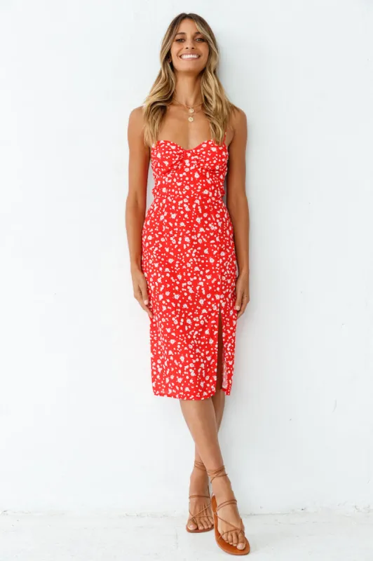 Waiting For Spring Midi Dress Red sold by Fortunate One