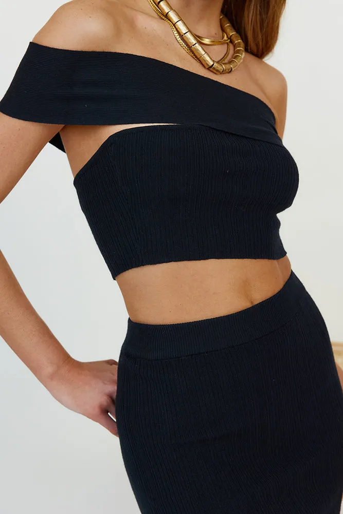 Kiss Above The Clouds Knit Crop Black sold by Fortunate One product image thumbnail 4