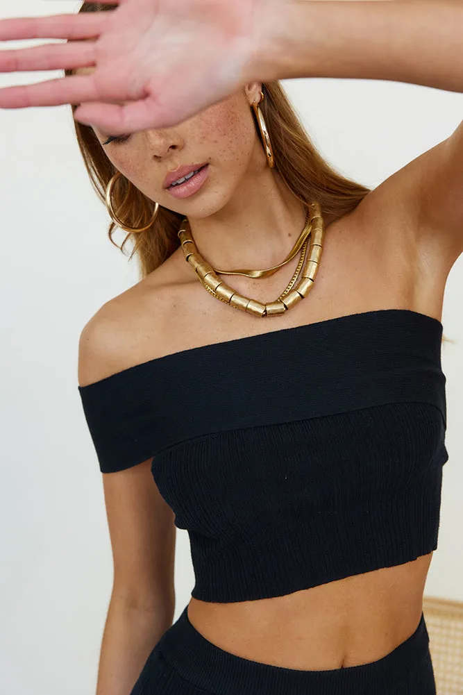 Kiss Above The Clouds Knit Crop Black sold by Fortunate One product image thumbnail 2