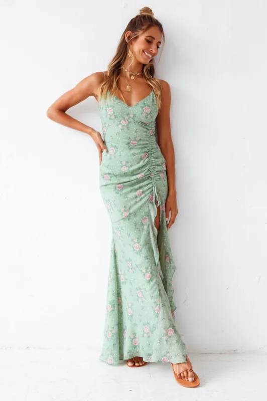 HELLO MOLLY Know My Worth Maxi Dress Green sold by Fortunate One