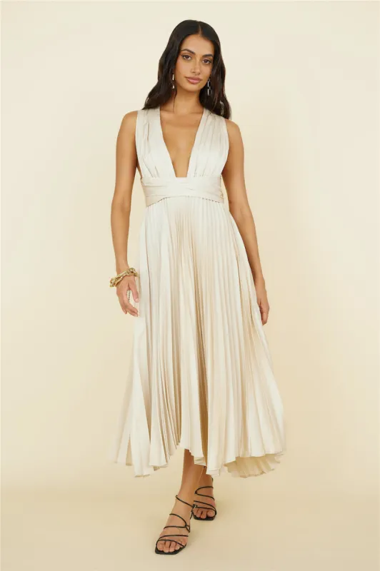 Florentina Midi Dress Champagne sold by Fortunate One