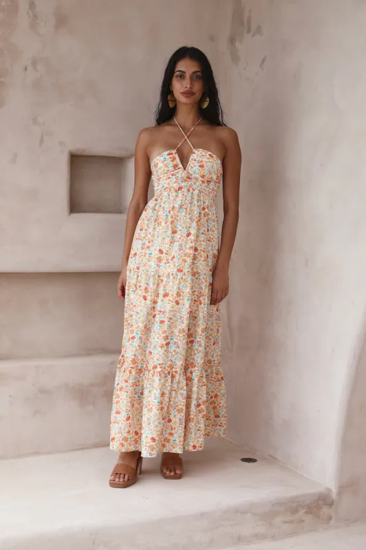 Summer in Paradise Maxi Dress orange sold by Fortunate One