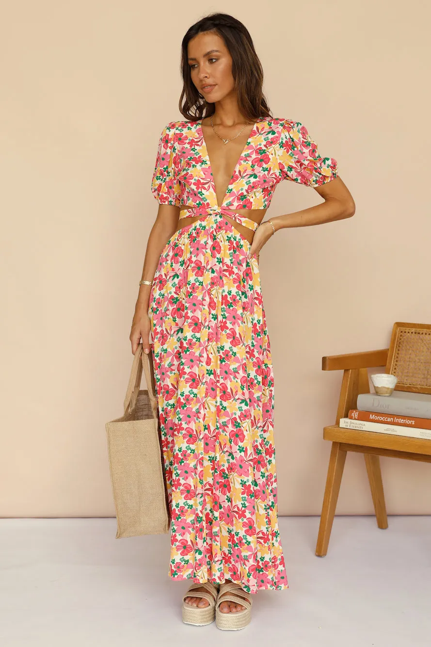 Peach Bouquet Maxi Dress sold by Fortunate One