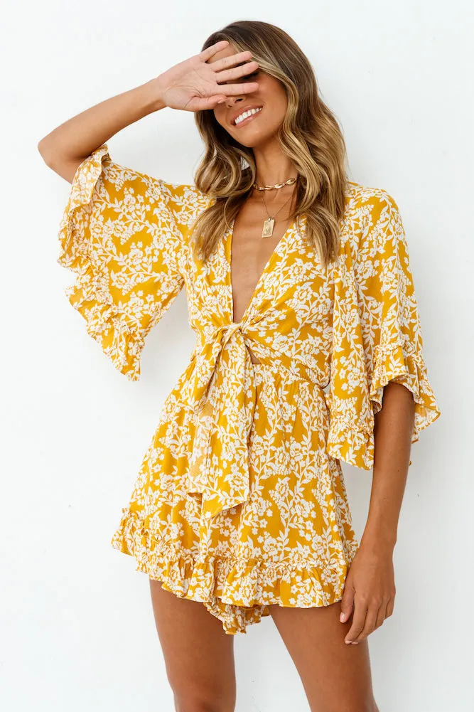 Rushing Back Romper Mustard sold by Fortunate One product image thumbnail 4