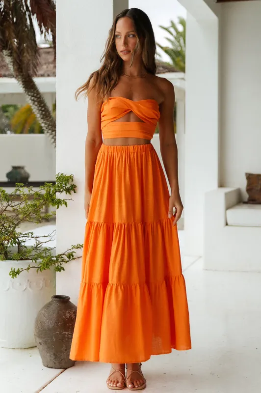 Golden Moon Maxi Skirt Orange sold by Fortunate One