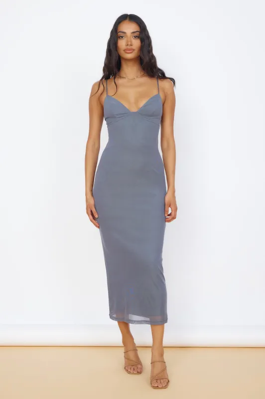 Midnight Magic Midi Dress Grey sold by Fortunate One