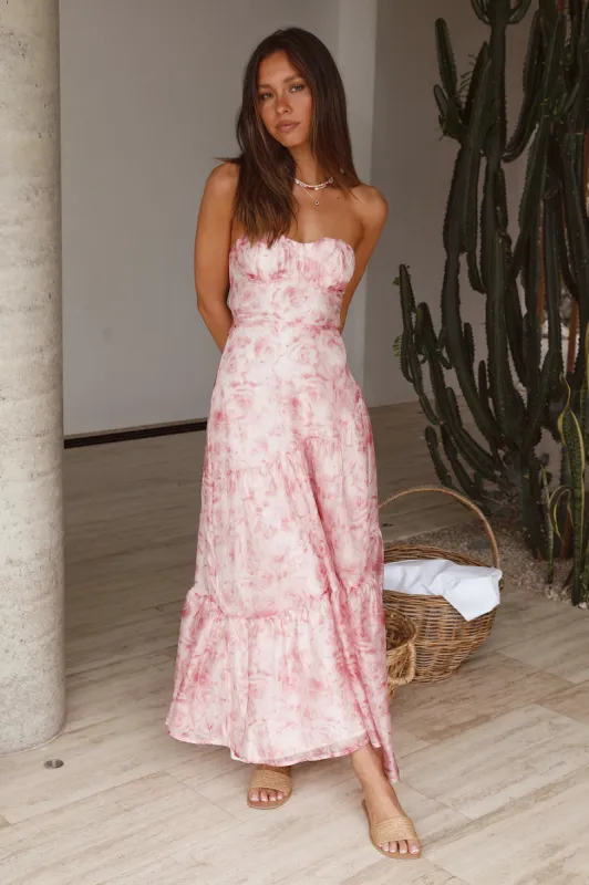 Essence Strapless Maxi Dress Pink sold by Fortunate One