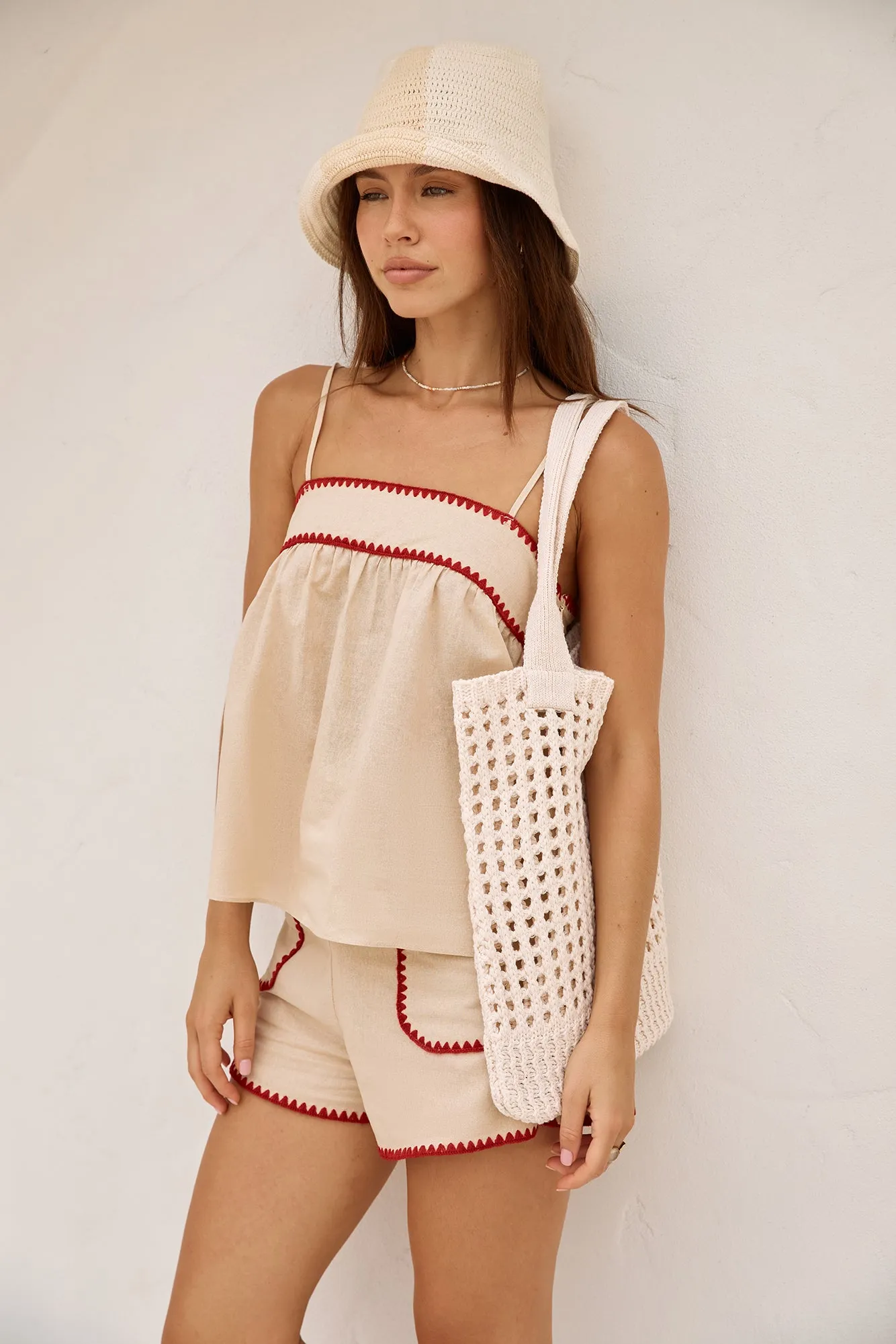 Beachside Vacay Knitted Tote Bag Cream sold by Fortunate One