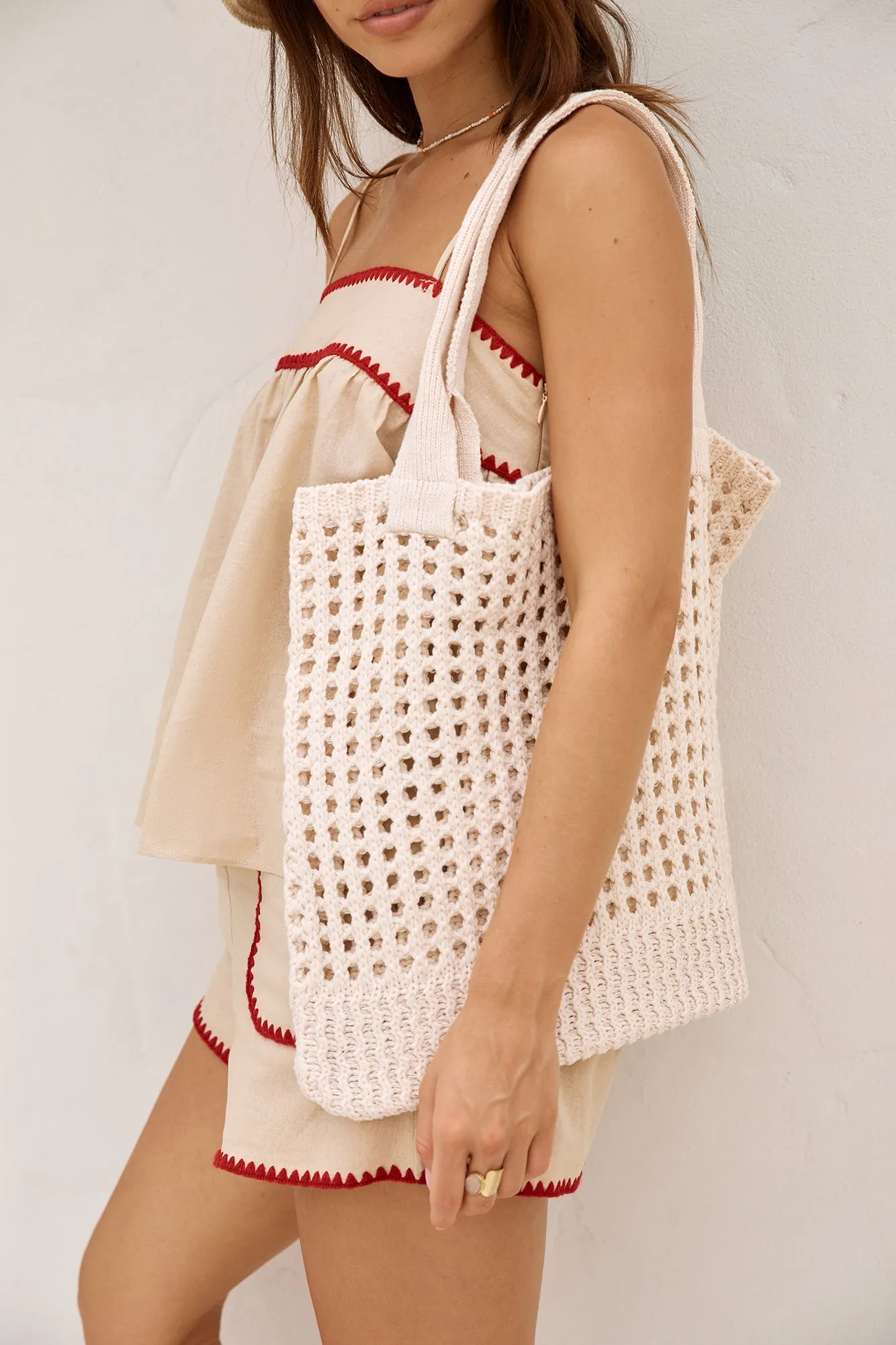 Beachside Vacay Knitted Tote Bag Cream sold by Fortunate One product image thumbnail 3