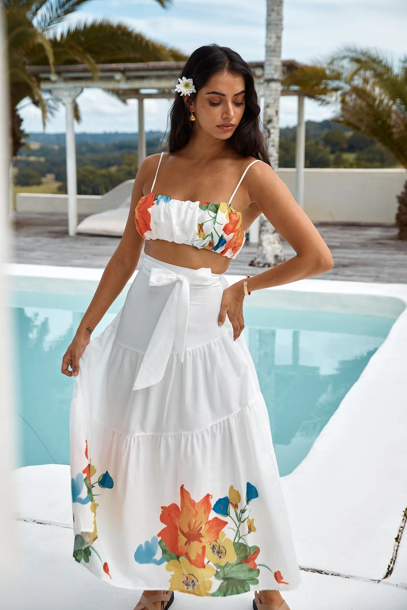 Garden Bed Maxi Skirt White sold by Fortunate One product image thumbnail 3