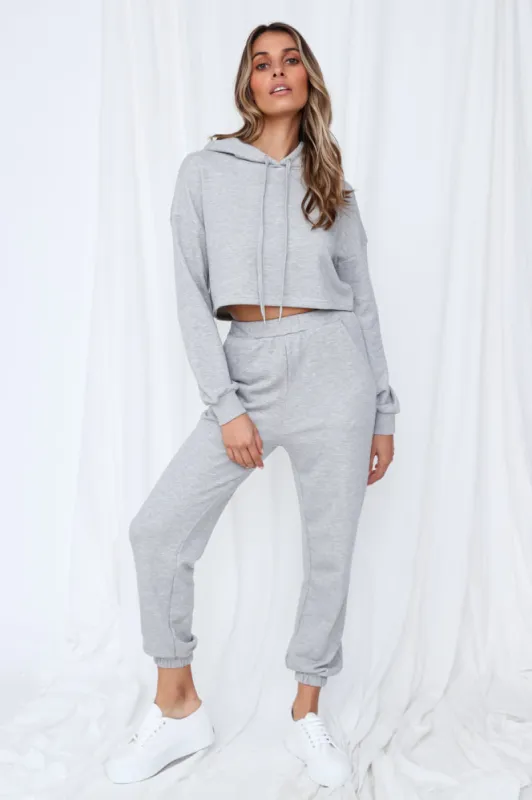 HELLO MOLLY Hit The Snooze Button Crop Hoodie Grey sold by Fortunate One