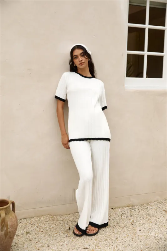 Colder Days Knit Pants White sold by Fortunate One