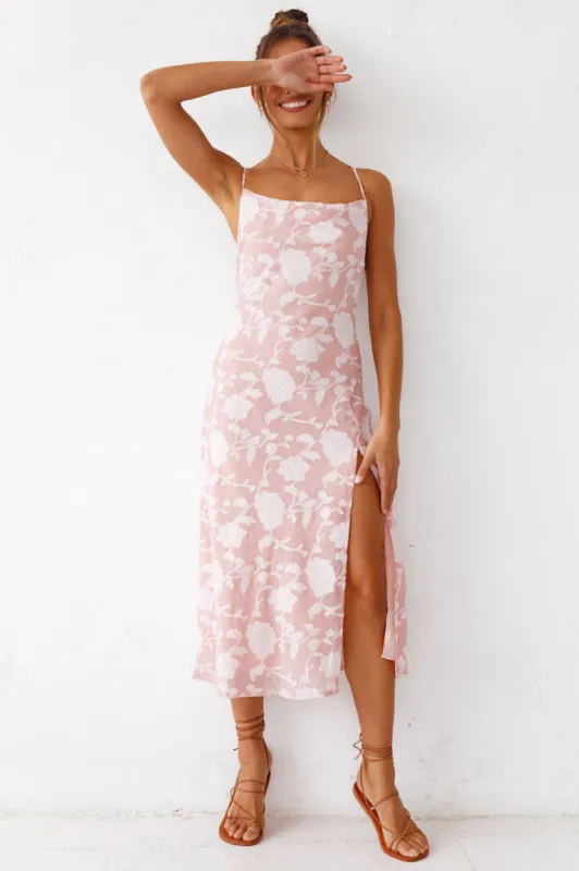 Saved For Later Midi Dress Pink sold by Fortunate One