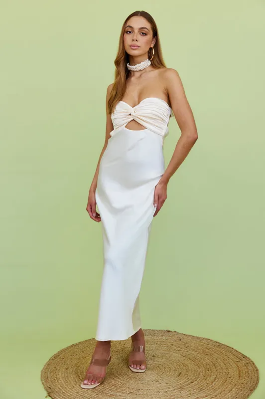 Laced With Gold Maxi Dress Champagne sold by Fortunate One