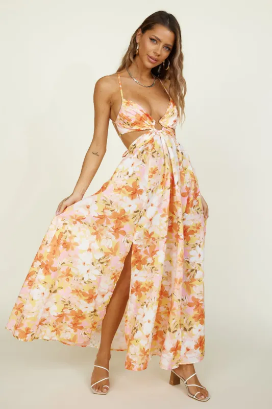 Bright Skies Maxi Dress Orange sold by Fortunate One