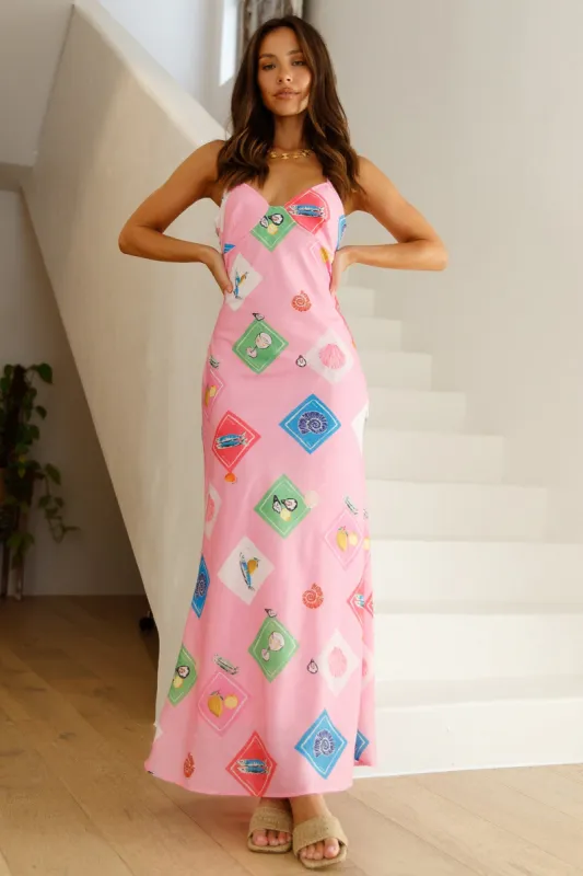 Riviera Romance Maxi Dress Pink sold by Fortunate One