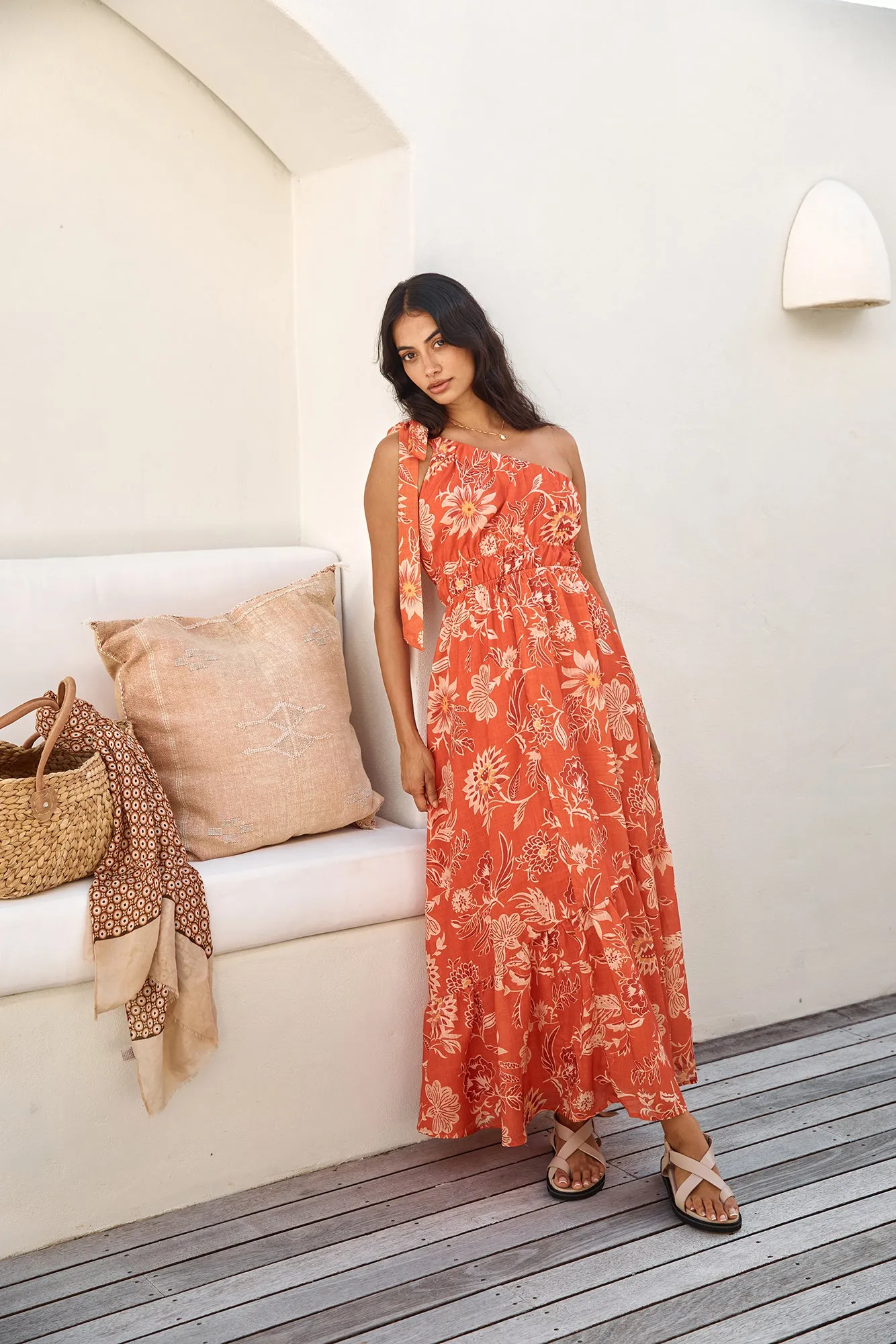 Sweet Melody One Shoulder Maxi Dress Orange sold by Fortunate One product image thumbnail 4
