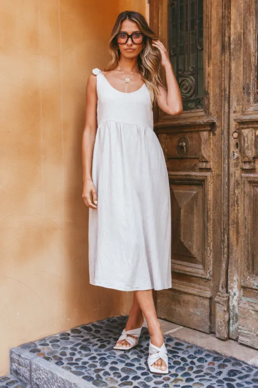 Peace Garden Midi Dress Beige sold by Fortunate One