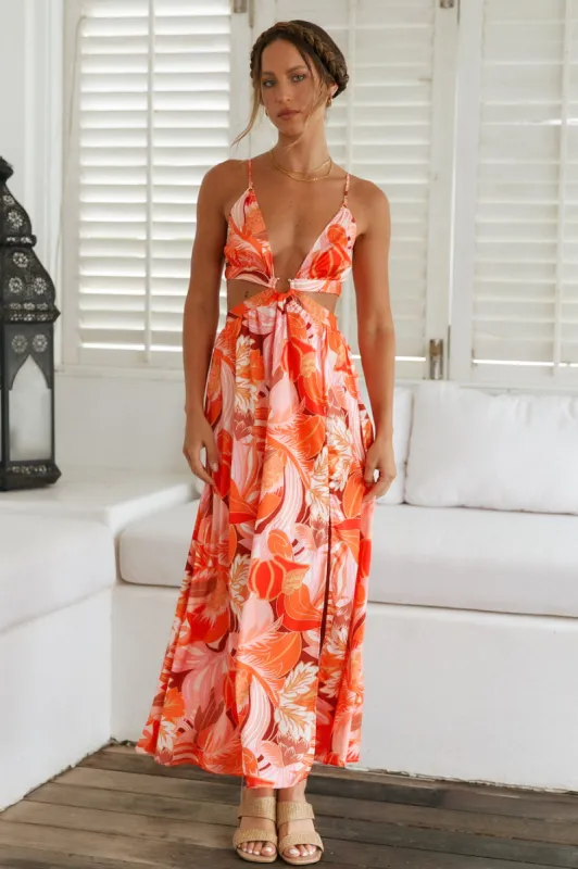 Through The Gardens Maxi Dress Red sold by Fortunate One