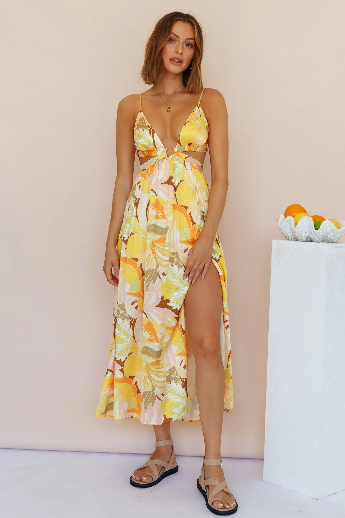 Through The Gardens Maxi Dress Yellow sold by Fortunate One product image thumbnail 3
