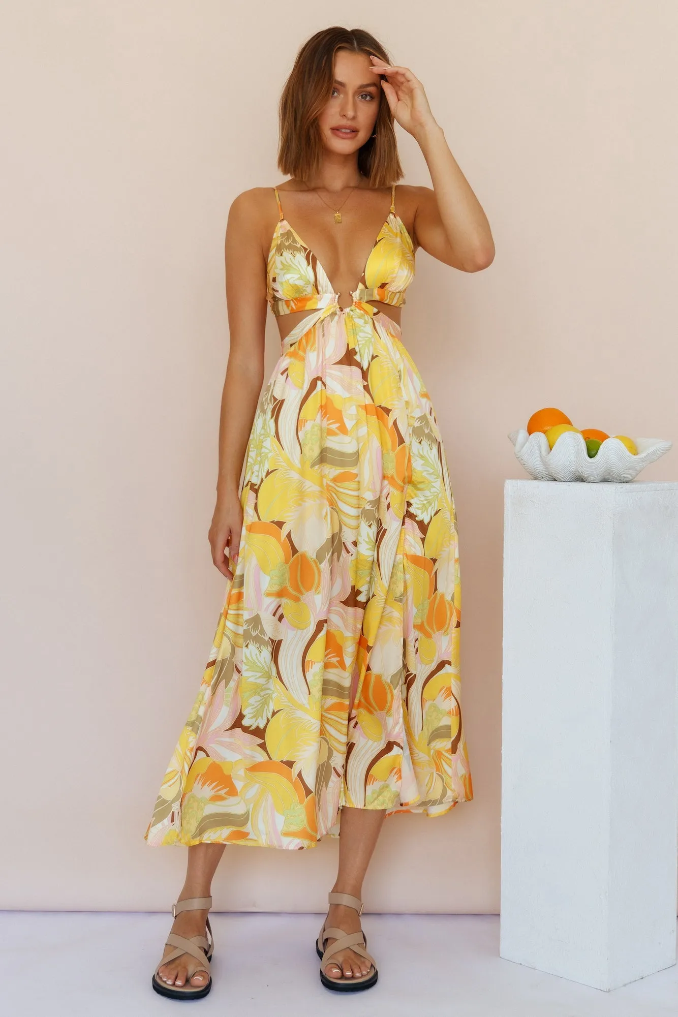 Through The Gardens Maxi Dress Yellow sold by Fortunate One product image thumbnail 4