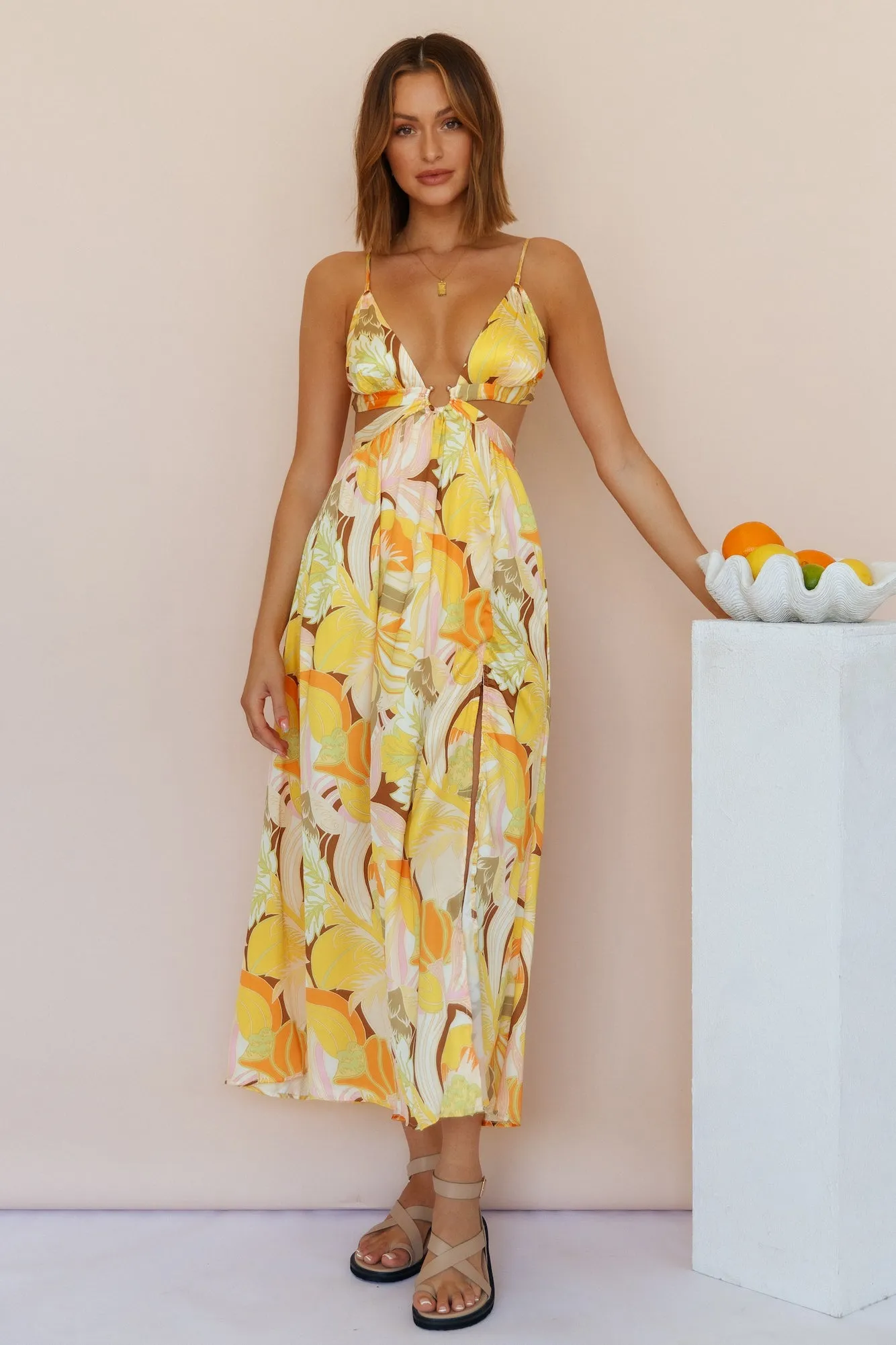 Through The Gardens Maxi Dress Yellow sold by Fortunate One product image thumbnail 2