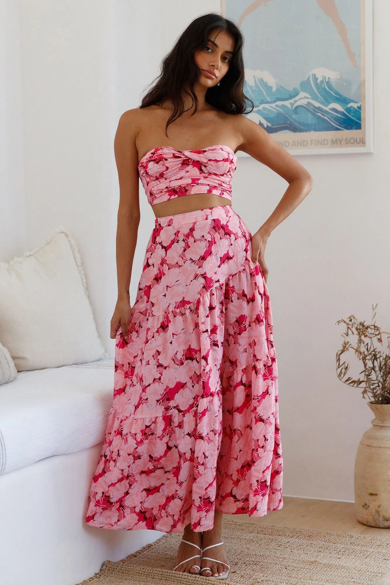 Horizon Waves Maxi Skirt Pink sold by Fortunate One