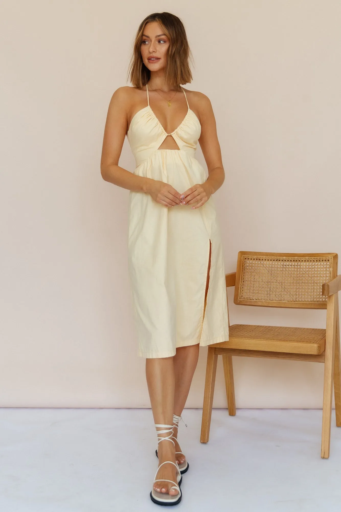 Sunny Sounds Midi Dress Yellow sold by Fortunate One product image thumbnail 4