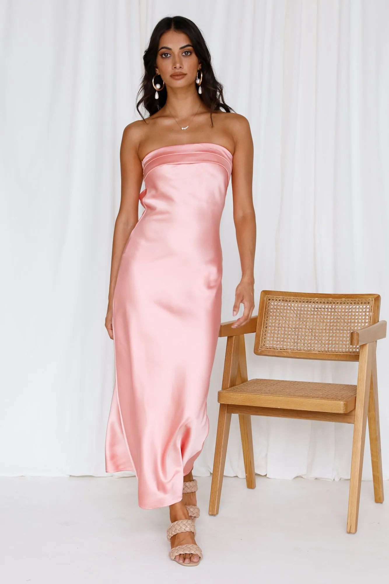 Gleam In Gold Maxi Dress Pink sold by Fortunate One product image thumbnail 3