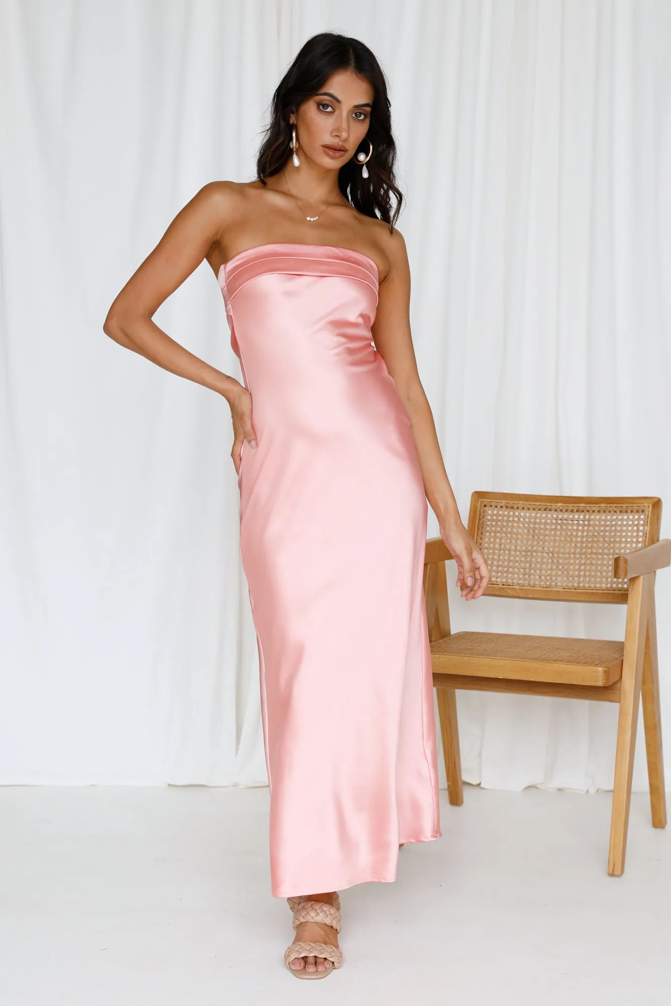 Gleam In Gold Maxi Dress Pink sold by Fortunate One product image thumbnail 4